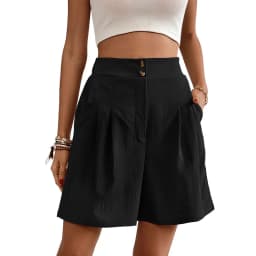 Pinkycolor Fashion Summer Women Solid Color Double Button High Waisted Comfortable Straight Cylinder Loose Multicolor Shorts