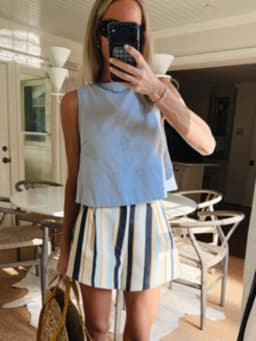 Women's Striped Print Shorts Single Button Color Blocking Loose High Waist Panties 2026 Summer Fashion All-match Causal Outfits