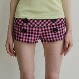 Coquette Black Pink Gingham Low Waist Hot Pants Women Double Decor Buttons Bodycon Mini Shorts Retro Streetwear Bottom