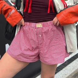 hirigin Women Y2k Gingham Boxer Shorts Stripes Button Elastic Waist Boxers Cute Mini Bloomers Plaid Loose Fit Boy Shorts