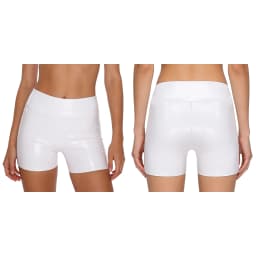 Women Wet Look High Waist PU Leather Shorts Pole Dance Hot Pants Stretchy Skinny Cheeky Booty Shorts for Nightclub Raves Party