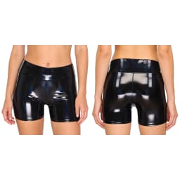 Women Wet Look High Waist PU Leather Shorts Pole Dance Hot Pants Stretchy Skinny Cheeky Booty Shorts for Nightclub Raves Party