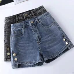 High Waisted Denim Shorts for Women's Summer 2026 New Loose A-line Wide Leg Pants Vintage Denim for External Wear Hot Pants