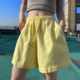 Summer Candy Colors Wide Leg Shorts Women Comfortable Loose Elastic Waist Shorts Woman Korean Chic Pockets Short Pants Female