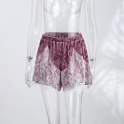 Lace Splicing Velvet Women's Short Pants 2026 Summer New Loose Elastic Waist High-waisted Mini Shorts Female Fashion Streetwear