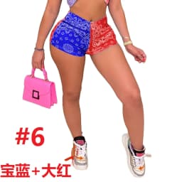Euro-American new sexy slim-fit shorts pattern printed fashion casual hip-lifting yoga pants for women