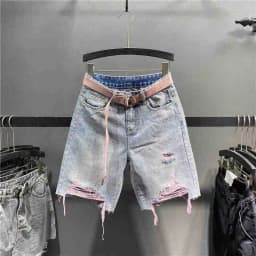 Multi-color Holed Denim Shorts Women Summer New High Waist Loose Straight Streetwear Shorts Fashion Niche Versatile Short Jeans