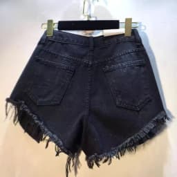 Trendy Women's Spliced Heavy Industry Pearl Chain Denim Shorts 2026 Summer High Waist A-line Short Pants Female Denim Shorts