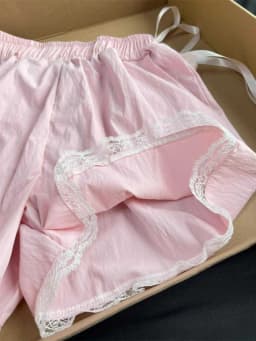Lace lace-up shorts for women in 2025 sweet elastic high-waisted loose versatile and casual wide-leg pants