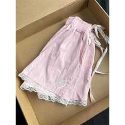 Lace lace-up shorts for women in 2025 sweet elastic high-waisted loose versatile and casual wide-leg pants