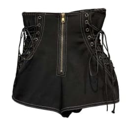 DEAT Women's Fashion High Waist Zipper Design Shorts Trendy Casual A-line Side Straps Short Pants Female Spring New 11A02658