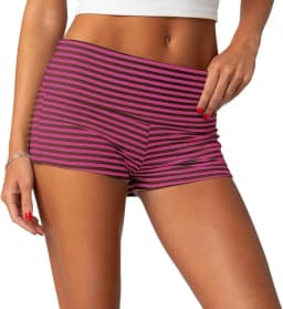 Kawaii Striped Print Shorts Casual Elastic Low Waist Boyshort Underwear Fairycore Cottage Y2K Retro Comfy Lounge Bottom