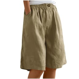 2024 Summer Women's Middle Pants Cotton and Hemp Shorts Five Quarter Pants Loose High Waist Button Shorts for Female