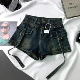 Y2K 2000S Cargo Denim Shorts Women Streetwear Vintage High Waist Shorts Jeans Summer Harajuku Korean Sexy Hot Short Pants New