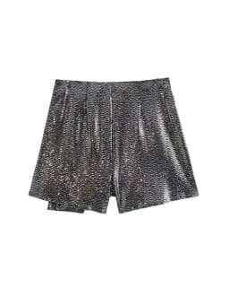 Women's Knotted Sequin Shorts Skirts, High Waist, Side Zipper, Female Skort,Fashion
