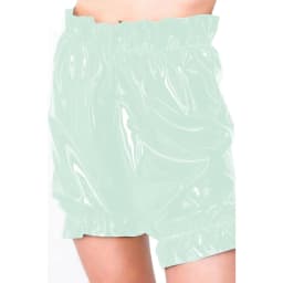Gothic Lolita PVC Leather Bloomers, Long Leg Boxer Shorts, Ruffles Smocking, Faux Latex Pants, Waist Elastic Bloomers