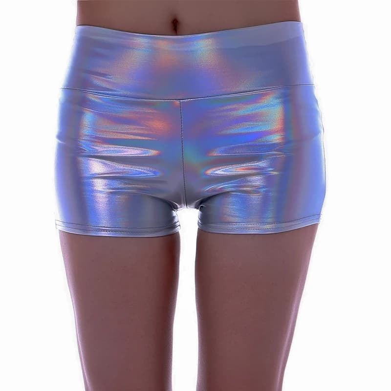Women's Faux PU Leather Shorts Shiny Slim Elastic Sexy Short Pants for Nightclub Cheer Dance Club Wear Hot Fashionable Shorts