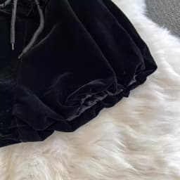 High Waist Black Women Shorts 2025 New Bottoms Bandage Fashion Sweet Black Booty Shorts Cute Velvet Pantalones Cortos De Mujer