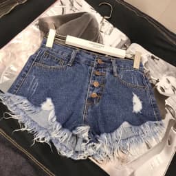 High Waist Tassel Broken Denim Shorts Women Summer Korean Version Raw Edge Wide Leg Loose Plus Size Jean Shorts Female