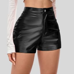 Womens' Shorts Spicy Girls' Patent Leather Tight Fitting Carnival Party Performance Outfit Fashion Casual Metallic Shiny Shorts