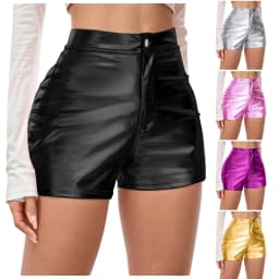 Womens' Shorts Spicy Girls' Patent Leather Tight Fitting Carnival Party Performance Outfit Fashion Casual Metallic Shiny Shorts