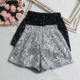 Fashion Shorts Women Clothing Heavy Sequin Elastic Waist A-line Casual Shorts 2025 New Bottoms Pantalones Cortos De Mujer 63e068
