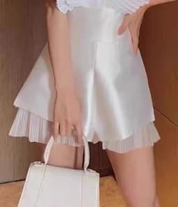 Fashion High-waisted Fluffy Pants 2025 Spring and Summer New Satin Casual Loose Wide-leg Suit Shorts Women's Versatile Shorts