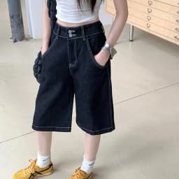 Y2K Vintage Baggy Jeans Shorts Women Streetwear High Waist Oversized Denim Pants Women Summer Harajuku Mid Long Wide Leg Pants