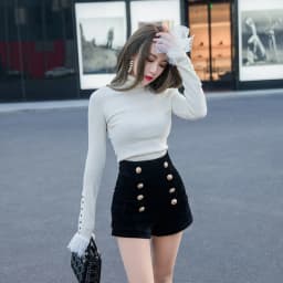 Autumn Winter High Waist Velvet Wide Leg Shorts Women Chic Double Breasted Short Pants Fashion Sexy Bottoms Casual Ropa Mujer