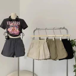 Y2K Drawstring Cargo Shorts Women Summer High Waist Loose Quick Drying Sports Shorts Female Solid Wide Leg Casual Short Pants