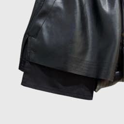 High Street Women's Dark Style Shorts Black PU Leather Elastic Waistband Drawstring Style Showing Leg Length Fashionable Shorts
