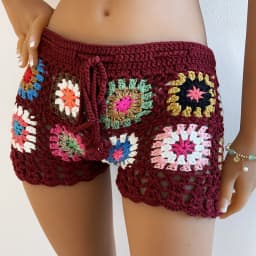 Gaono Y2K Vintage Women's Knit Crochet Shorts Casual Hollow Out Elastic Waist Drawstring Short Pants Lounge Shorts for Summer
