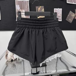 New Bottoms Korean Shorts Women High Waist Casual Patchwork Lace Wide Leg Shorts Bandage Chic Summer Pantalones Cortos De Mujer