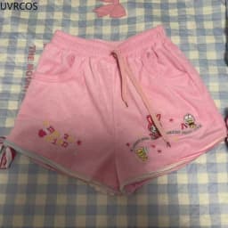 Japan Summer Sweet Lolita Shorts Women Kawaii Cartoon Bunny Elastic Waist Wide Leg Pants Casual Loose Pantalones Cortos De Mujer