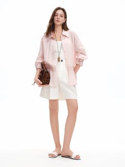 DUSHU High-waisted A-line Wide-leg Shorts White Cool Style Perfect for Summer 2026 Blue Simple Leisure Cotton Cozy Daily