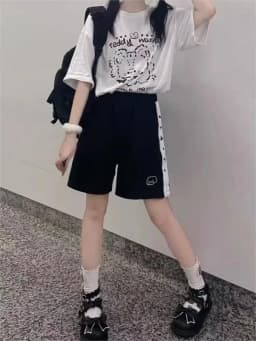 HOUZHOU Japanese 2000s Style Y2k Shorts Baggy Kawaii Harajuku Sweatpants Cute Sweet Sports Pants Oversize Korean Fashion Summer