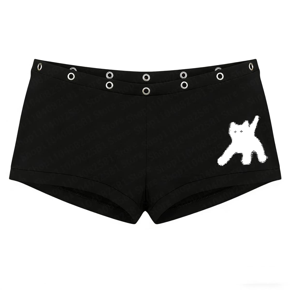 Gothic Cute Cat Print Y2K Fashion Rivet Design Hip Hop Shorts Street Wear Punk Sexy Hot Girl Casual Pants Emotional Rock Punk