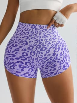 Women High Waist Leopard Print Shorts Seamless Slim Leggings Sexy Hip Liftting Gym Running Cycling Yoga Shorts Summer for Women