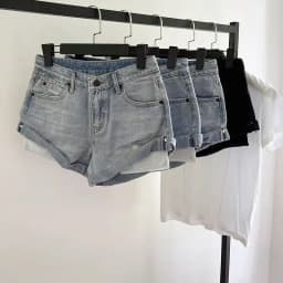 Retro Ripped Low-rise Denim Shorts Women 2026 Summer Hip-wrapped Jean Hot Pants Booty Shorts