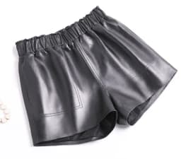 Genuine Leather Shorts For Women Korean Fashion 2025 Elastic Waist Booty Mini Sexy Short Feminino Red/Camel/Black Calzones Mujer