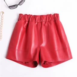 Genuine Leather Shorts For Women Korean Fashion 2025 Elastic Waist Booty Mini Sexy Short Feminino Red/Camel/Black Calzones Mujer