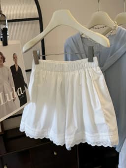 White Lace Trim Patchwork Casual Shorts for Women's High Waisted Wide Leg Vacation Beach Pants Loose Thin Bottoms Home Shorts