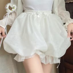Japanes Kawaii Cute Lolita Safety Cotton Bloomers Women's Sweet Bow Accent Fluffy Harajuku Solid Color Ruffles Pumpkin Shorts