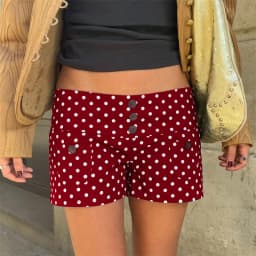 Summer Women Elastic Waist Shorts Casual Summer Y2K Polka Dot Low Rise Shorts with Front Button Daily Wear Hot Days