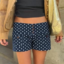 Summer Women Elastic Waist Shorts Casual Summer Y2K Polka Dot Low Rise Shorts with Front Button Daily Wear Hot Days