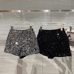 High Quality Sexy Sequins Shiny Zipper Shorts Women Nightclub Hot Pants for Women Black Silver