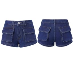 Fashion Women’s Denim Shorts Summer Mid Waist Cargo Jean Shorts with Pockets Streetwear