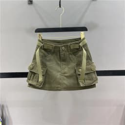 2024 New Fashion Three Dimensional Strap Pocket Wash High Tooling Denim Skirt Women Y2K Summer Vintage Casual Joker A Skirt