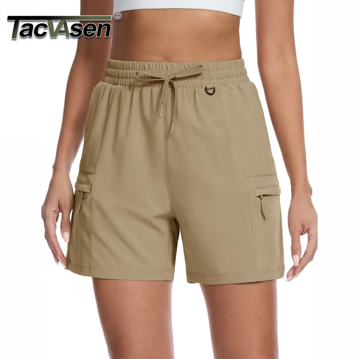 TACVASEN Women's 5" Hiking Cargo Shorts UPF 50+ Lightweight Quick Dry Summer Golf Athletic Casual Work Shorts 4 Pockets Outdoor
