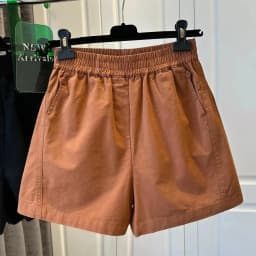 100% Cotton Elastic Waist Casual Shorts for Women Summer Loose Wide Leg Shorts Woman Solid Color Comfortable Pocket Beach Pants